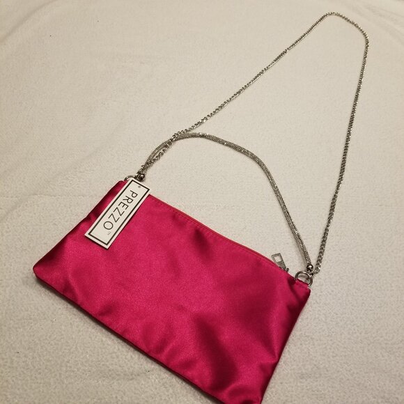 Shoulder Bag & Crossbody Removable Strap Pink Fuchsia Satin Purse Bejewelled NWT - Picture 2 of 14